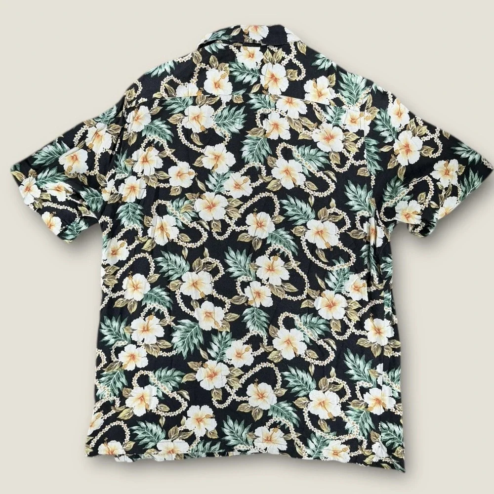 Denim & Supply Ralph Lauren Hawaiian Shirt Medium M Black Floral‎ Viscose BoHo